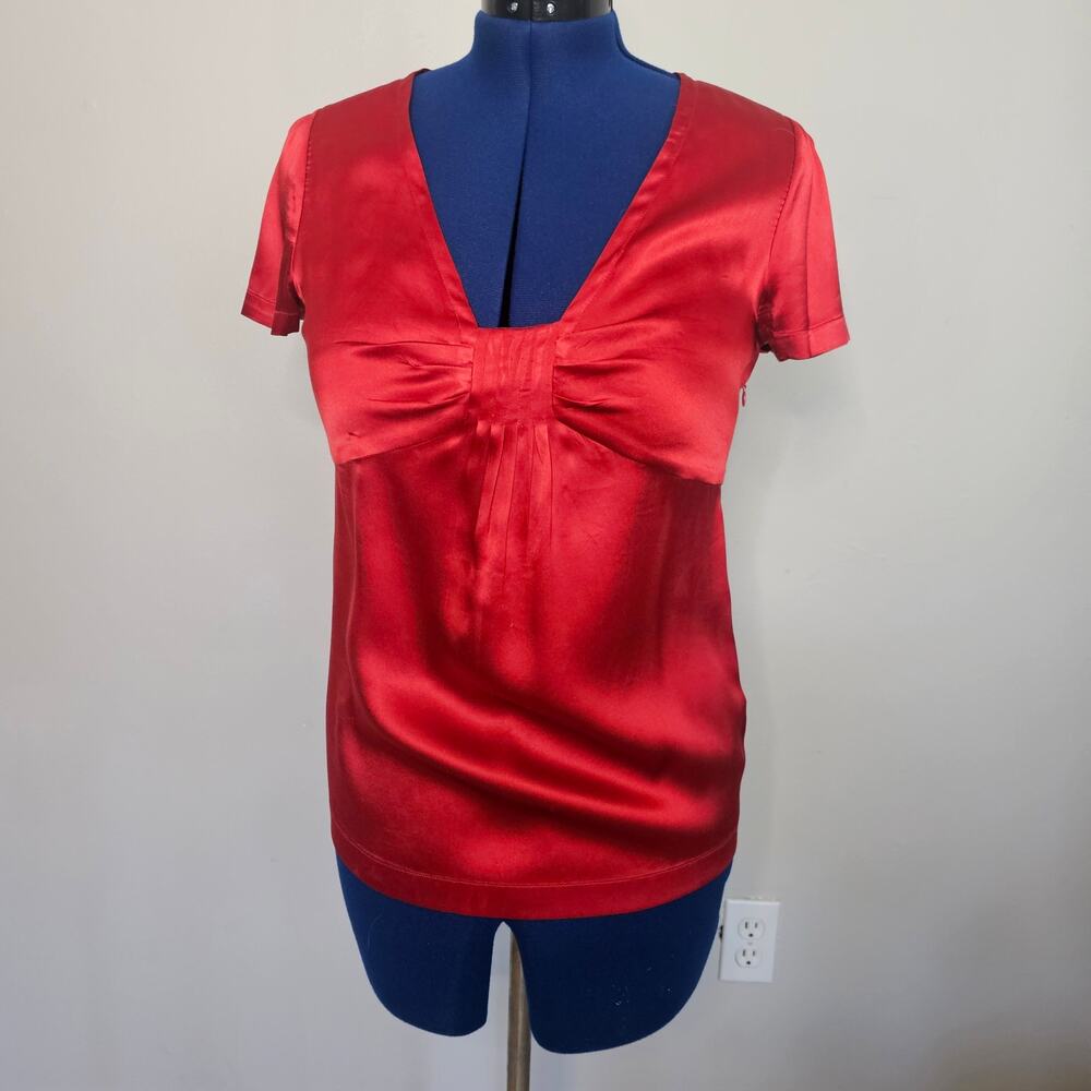Banana Republic Red/Orange 100% Silk Top Side zip Size 10